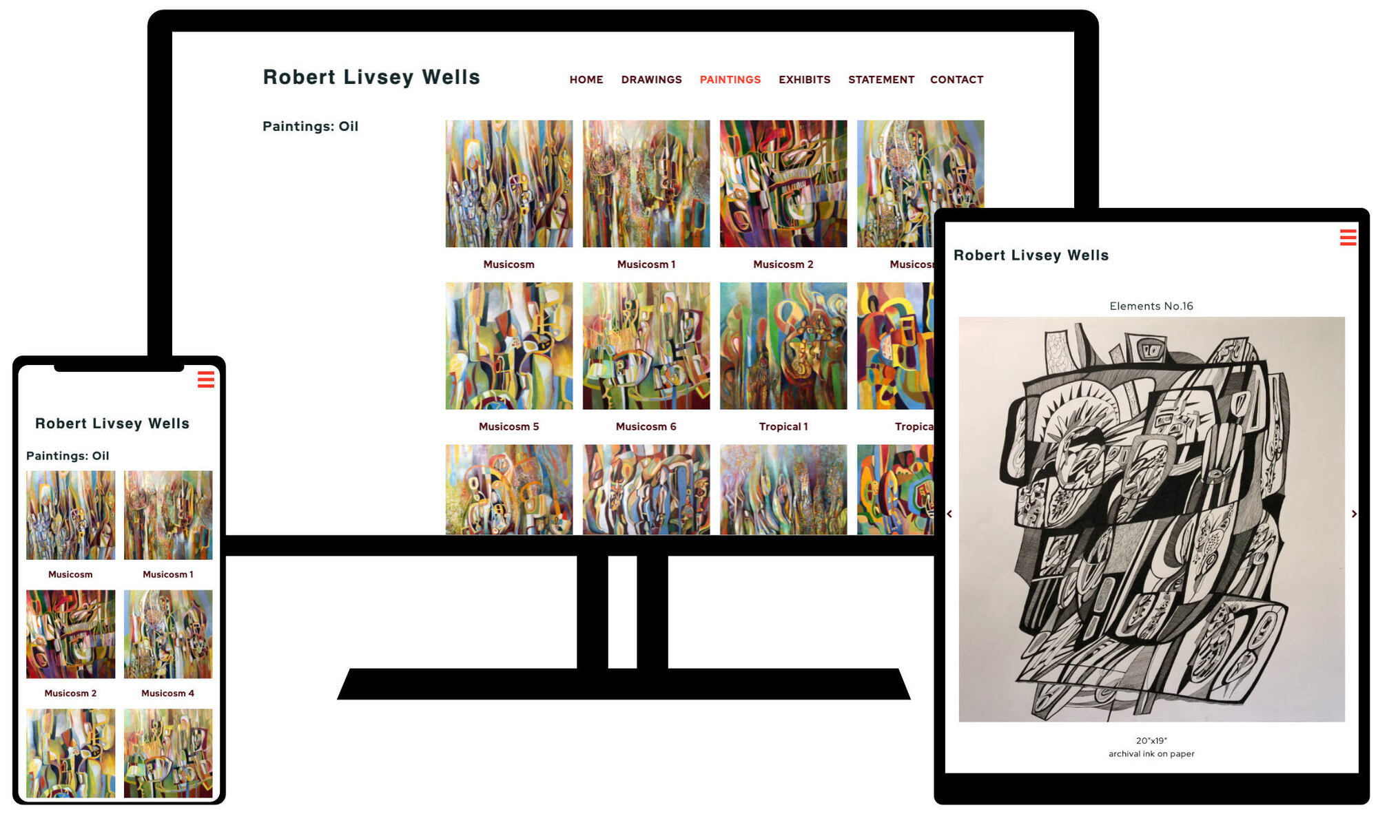 screen shots of robertlivseywells custom designed website
