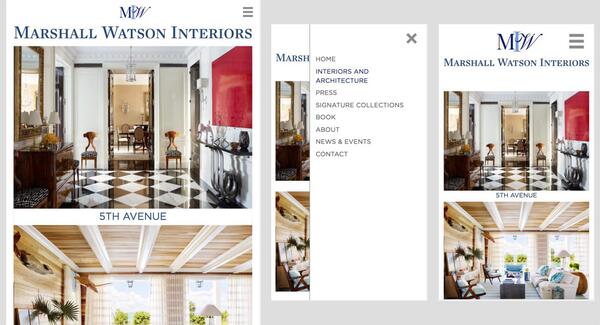 mobile and tablet views of marshall watson interiors dot com