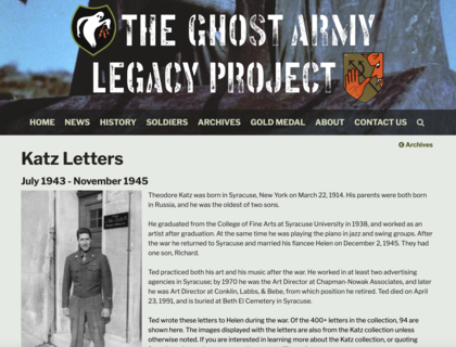 screenshot of the Ghost Army Legacy Project